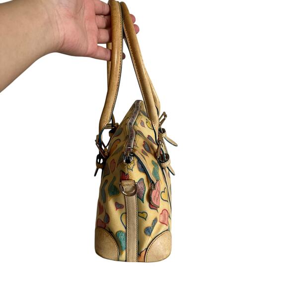 Dooney & Bourke Heart Print Satchel Y2K Vintage Coquette Bag Rare Novelty Tote - Picture 5 of 16